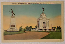 Postcard Minnesota and Pennsylvania Monuments Hancock Gettysburg Pennsylvania A2 picture