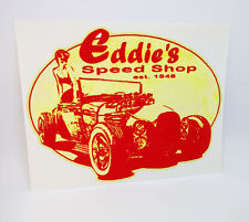 Eddie's Speed Shop Vintage Style DECAL, Vinyl STICKER, racing, hot rod, rat rod picture