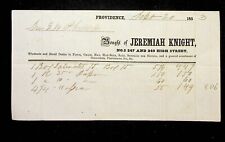 1853 Billhead, Jeremiah Knight Co. Providence RI Groceries & Provisions Hay Salt picture