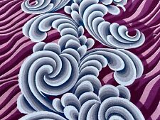 1930's Art Deco Rolling CLOUDS on Orchid Purples ZEBRA Barkcloth Vintage Fabric picture