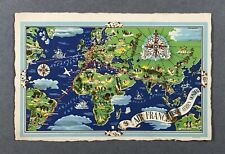 AIR FRANCE AIRLINE ISSUE POST CARD LUCIEN BOUCHER ROUTE MAP  picture
