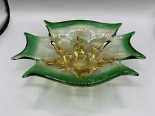 MCM 1960s Murano Blanco Design Spartaco Colleli Art Glass Bowl Amber to Green 8” picture