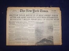 1944 SEP 20 NEW YORK TIMES - BRITISH NEAR RHINE IN 37-MILE SWEEP NORTH - NP 6627 picture