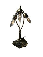 Vintage Lilly Pad Brass Art Nouveau 3 Arm Tiffany Style Tulip Gooseneck Lamp picture