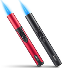 Urgrette 2 Pack Butane Torch Lighter, 6-inch Refillable Pen Lighter Black+red  picture