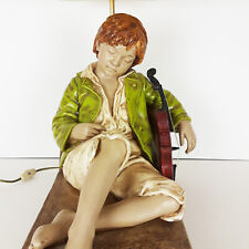 Vintage Marbro Figural Table Lamp 1968 Boy Sleeping Violin With Shade picture