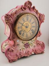 Antique Ansonia Topeka Porcelain Mantle Clock. Chips In Porcelain But Working. picture