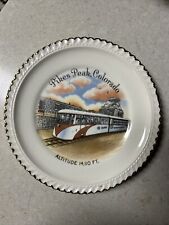 1950-60s Era Pikes Peak Colorado Streamline Cog Train Railroad Souvenir plate--- picture