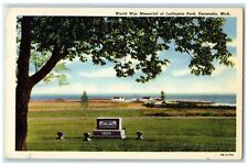 1948 World War Memorial At Ludington Escanaba Michigan MI Posted Trees Postcard picture