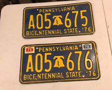 2-1976 Pennsylvania Bicentennial Consecutive License Plates 1975, 1976 picture