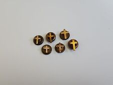 Gold Colored Cross Pin Lot Of 6 Screw-Backs Vintage Very Small #1 picture