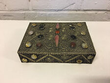 Vintage Antique Chinese Possibly Silver Box w/ Various Inset Stones picture