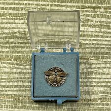 Boeing 15 Year 10k Gold Lapel Pin W/1 Green Stone Eagle Wings Airplane W/ Box #B picture