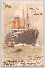 Postcard Steamship Ship Hamburg Amerika Line SS Kaiserin Auguste Victoria 1907 picture