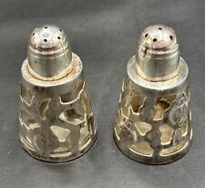 Mexican Sterling and Glass Salt and Pepper Shakers picture