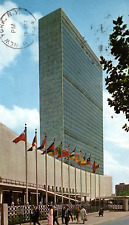 1960s NEW YORK CITY UNITED NATIONS BUILDING CHROME POSTCARD P930 picture