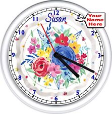 Custom Personalized Name Woman's Farm Kitchen Floral Pioneer Decor Wall Clock picture