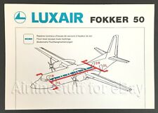 1990s LUXAIR Fokker 50 SAFETY CARD airlines airways LUXEMBOURG picture