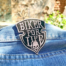 Biker for Life Live to Ride Patch Logo Label Patch Skull Motorcycle 3 Inches picture
