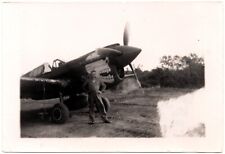 VINTAGE B&W SNAPSHOT C. 1940s CURTIS P-50 WARHAWK FIGHTER PLANE SGT FALKENBERG picture