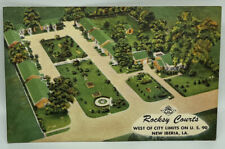 Vintage Postcard New Iberia Louisiana Rocksy Courts US 90 Linen picture
