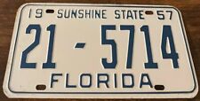 1957 Florida License Plate 21-5714 Gadsden County Quincy Gretna Havana Midway picture
