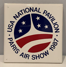 Vintage 1987 Paris Air Show USA National Pavillion Porcelain Tile Coaster 4-1/4