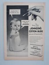 1954 Johnson's Cotton Buds Sterile Swabs Baby Care Vintage Magazine Print Ad picture