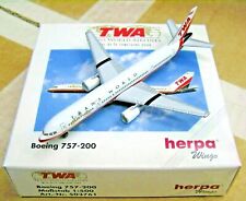 Herpa Wings 1:500 503761 TWA TRANS WORLD AIRLINES Boeing B757-200 AIRPLANE MODEL picture