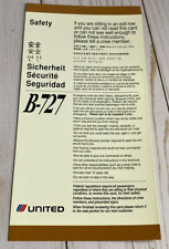 United Airlines Boeing 727 Safety Card - 4/91 picture