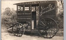 DAIRY WAGON ADVERTISING franklinville ny real photo postcard rppc new york ~read picture