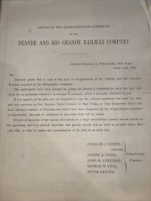 plan for reorganization denver and rio grande railway company 1885 RARE picture