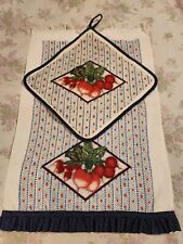 Vintage 1970's Screen Prints By Sayco Country Radish Kitchen Towel/Dishcloth Set picture