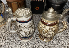 Set of 2 Avon Tall Ships & Cars Lidded Stein Made in Brazil Fun picture
