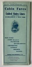Vtg 1922 United States Lines Cabin Fares Brochure illustrated Transatlantic ship picture