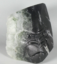 3.16lb Hand - Carved Natural Fluorite Quartz Crystal Cluster Carved King Kong picture
