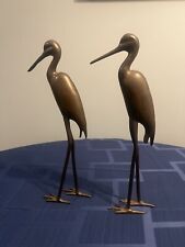 Set of two vintage solid brass (heavy) crane heron birds 12”  picture