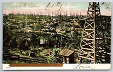 Postcard Oklahoma Oil Wells Near Muskogee Oklahoma Posted 1908 picture