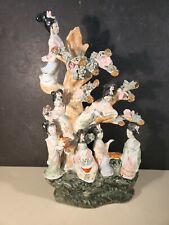 Chinese 7 goddess on money tree porcelain figurine approx 10