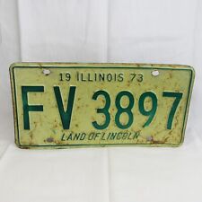 Vintage White & Green 1973 Illinois License Plate FV 3897 Land of Lincoln picture
