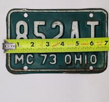 Vintage 1973 Ohio Motorcycle License Plate 852AT MC Americana picture