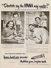 1948 Vtg Print Ad Ipana Toothpaste Family Health Bathroom Retro NBC Decor Gift picture