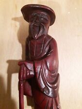 Vintage Hand Carved Rosewood Chinese Fisherman figure 12