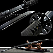 Black Handmade Japanese Samurai Sword  Folded Steel  Blade Sharp picture
