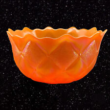 Vintage Iridescent Orange Diamond Quilt Glass Bowl 3.5”T 7”W picture