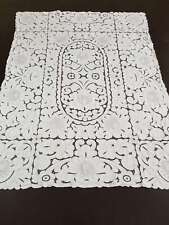 Vintage Cream Madeira Embroidered Cutwork Table Cloth 196x154cm picture