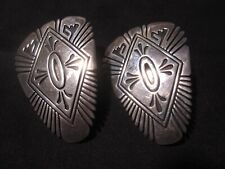 Native American Artist Stephen J. Begay Large Sterling Clip Earrings Signed Sale picture