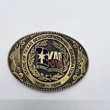 Vintage 1986 State Of Texas Sesquicentennial Celebration Solid Brass Belt Buckle picture