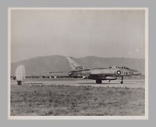Korean War Press Photo USAF F-100 Super Sabre Supersonic Jet Fighter On Runway picture