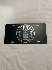 United States Air Force License Plate Tag Black And Silver picture